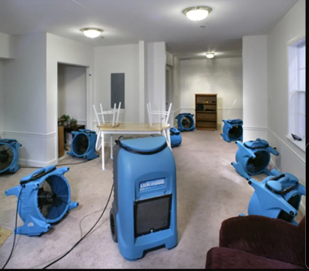Air movers and dehumidifier setup for Water Extraction & Removal in Upper Freehold